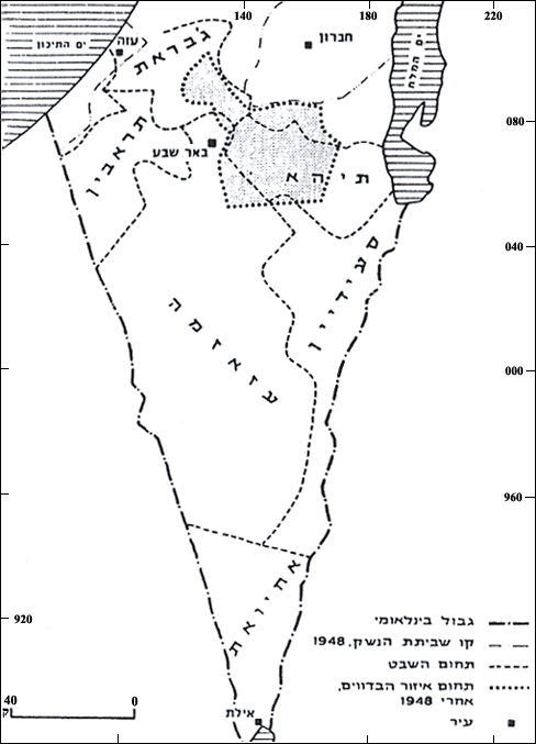 תפוצת השבטים הבדווים לפני 1948